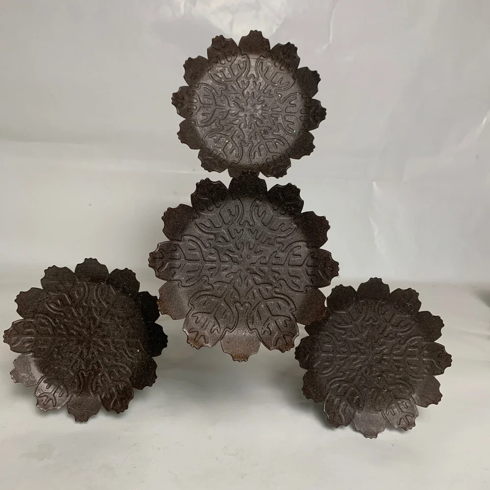 PartyLite Leaf Viking Candle Holder Rustic Bronze Leaf Scroll 4-Tier Metal